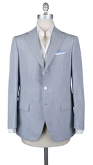 Cesare Attolini Blue Linen Micro-Houndstooth Sportcoat - 38/48 - (207)