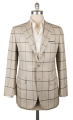 Cesare Attolini Beige Window Pane Sportcoat - 40/50 - (CA391242137)