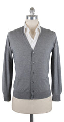 Luigi Borrelli Gray Solid Sweater - Cardigan - Medium/50 - (21/B14106T/6981)