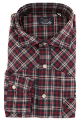 Finamore Napoli Red Plaid Cotton Shirt - Extra Slim - L US/L EU - (W1)