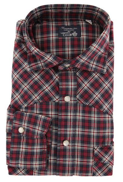 Finamore Napoli Red Plaid Cotton Shirt - Extra Slim - (W1) - Parent
