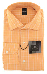 Finamore Napoli Orange Plaid Cotton Shirt - Slim - 16/41 - (WG)