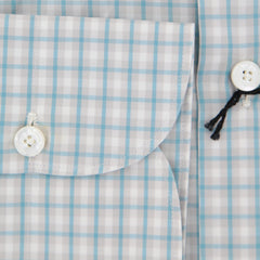 Finamore Napoli Turquoise Check Cotton Shirt - Extra Slim - (WT) - Parent