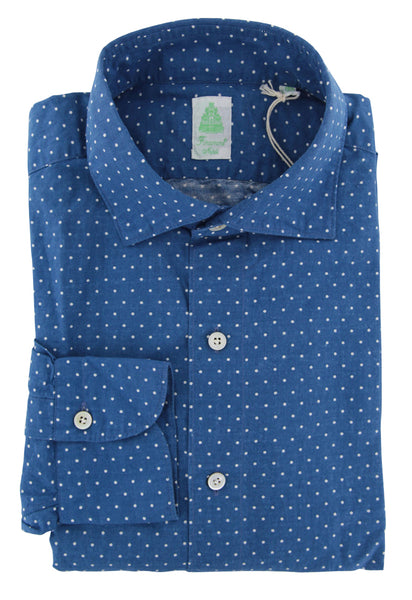 Finamore Napoli Blue Polka Dot Shirt - Extra Slim - (WB) - Parent