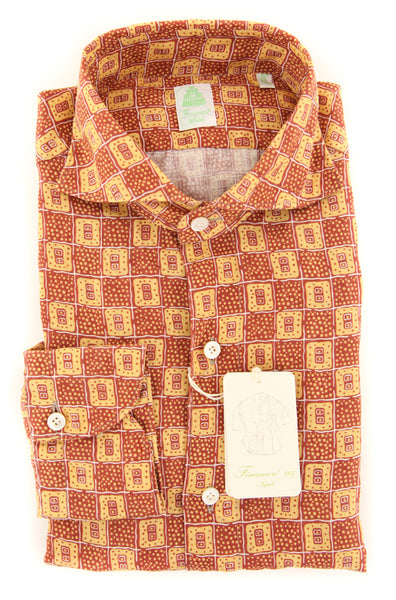 Finamore Napoli Orange Fancy Shirt - Extra Slim - (FN84174) - Parent