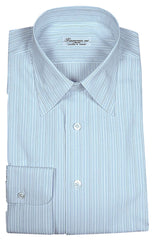 Finamore Napoli Light Blue Striped Cotton Shirt - Slim - 16/41 - (FN155)