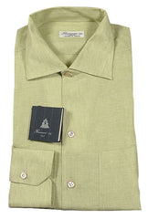 Finamore Napoli Green Melange Linen Shirt - Slim - 15.75/40 - (FN592)