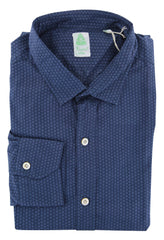 Finamore Napoli Dark Blue Floral Cotton Shirt - Extra Slim - 16/41 - (UA)