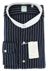 Finamore Napoli Midnight Navy Blue Striped Shirt -X Slim- 16/41 -(FNFUJI1)