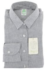 Finamore Napoli Light Gray Houndstooth Shirt - Extra Slim 16.5/42 (UI)