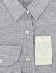 Finamore Napoli Light Gray Houndstooth Shirt - Extra Slim - (UI) - Parent