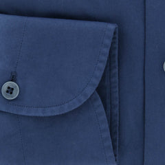 Finamore Napoli Navy Blue Solid Shirt - Slim - S/S - (27LA201165117)