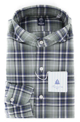 Finamore Napoli Gray Plaid Shirt - Slim - S/S - (27LA201168802)