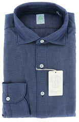 Finamore Napoli Navy Blue Shirt - Extra Slim - S/S - (26SEN01163908)