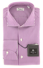 Finamore Napoli Purple Striped Shirt - Extra Slim - 15/38 - (F15182)