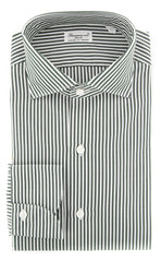 Finamore Napoli Green Striped Shirt - Extra Slim - 15.75/40-(201802262)