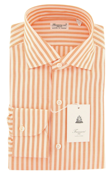 Finamore Napoli Orange Striped Cotton Shirt - Slim - (IB) - Parent