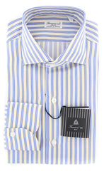 Finamore Napoli White Striped Shirt - Extra Slim - 15.75/40 - (F15183)