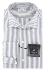 Finamore Napoli Gray Striped Shirt - Extra Slim - 15.75/40 - (FN-MIL810131)