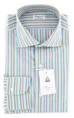 Finamore Napoli Blue Striped Cotton Shirt - Slim - 15.75/40 - (FZ)