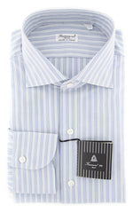Finamore Napoli Blue Striped Shirt - Extra Slim - 16.5/42 - (FN-MI,980136)