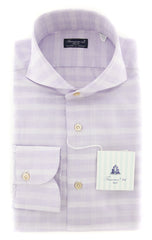 Finamore Napoli Lavender Plaid Shirt - Slim - 15.75/40 - (FN920173)