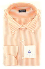 Finamore Napoli Orange Striped Shirt - Slim - 16/41 - (2018031428)