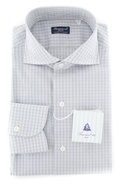 Finamore Napoli Light Gray Check Shirt - Slim - (FN35103) - Parent