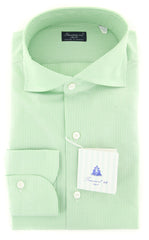 Finamore Napoli Light Green Striped Shirt - Slim -15.75/40-(2018030123)