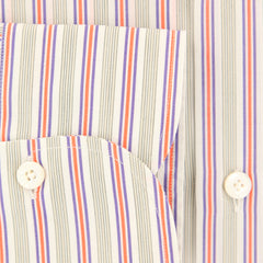 Finamore Napoli Orange Striped Shirt - Slim - (2018030118) - Parent