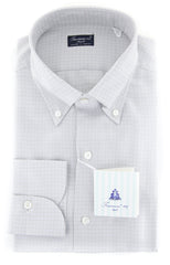 Finamore Napoli Light Gray Check Shirt - Slim - 15.75/40 - (201803149)