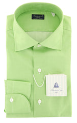 Finamore Napoli Green Solid Cotton Shirt - Slim - 15.5/39 - (E0)
