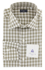 Finamore Napoli Light Brown Check Cotton Shirt - Slim - (740)
