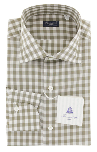 Finamore Napoli Light Brown Check Cotton Shirt - Slim - (740) - Parent