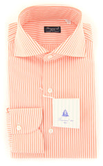 Finamore Napoli Orange Striped Shirt - Slim - 15.5/39 - (2018031431)