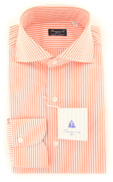 Finamore Napoli Orange Striped Shirt - Slim - (2018031431) - Parent