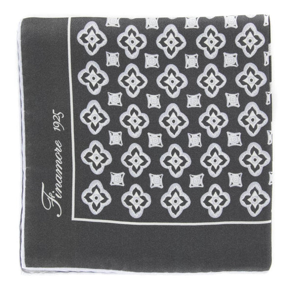 Finamore Napoli Gray Foulard Pocket Square - 13" x 13" - (PSQX91)