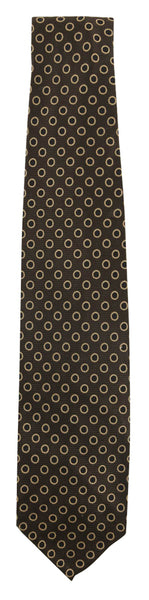 Finamore Napoli Dark Brown Polka Dot Silk Tie - 3" x 58.5" - (563)