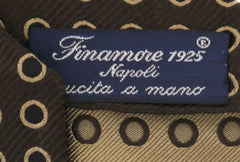 Finamore Napoli Dark Brown Polka Dot Silk Tie - 3" x 58.5" - (563)