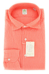 Finamore Napoli Orange Check Shirt - Extra Slim - L/L - (26SEN01165604)
