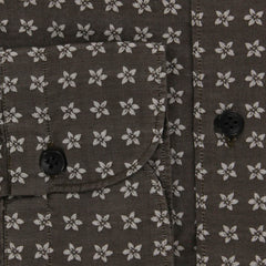 Finamore Napoli Brown Floral Shirt - Extra Slim - S/S - (25SEN08024601)