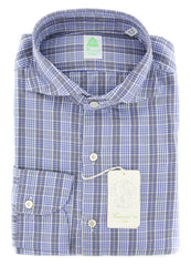 Finamore Napoli Blue Plaid Shirt - Extra Slim - 17/43 - (SEN98000201)