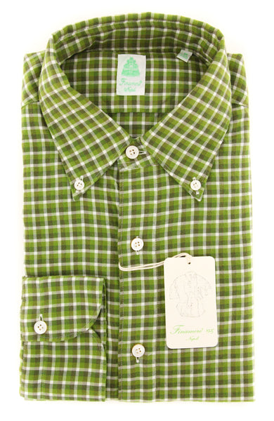 Finamore Napoli Green Shirt - Extra Slim - 15.75/40 - (SEN98009104)
