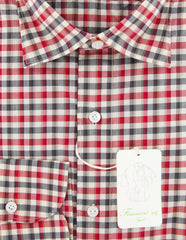 Finamore Napoli Red Check Shirt - Extra Slim - 15.75/40 - (SENX242)