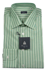 Finamore Napoli Green Striped Cotton Shirt - Slim - 16/41 - (294)