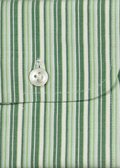 Finamore Napoli Green Striped Cotton Shirt - Slim - (294) - Parent
