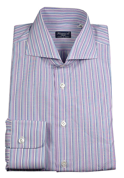 Finamore Napoli Lavender Purple Striped Shirt - Slim - (FN1199) - Parent
