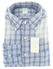 Finamore Napoli Light Blue Plaid Shirt - Extra Slim - 16/41 - (FN)