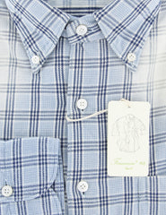 Finamore Napoli Light Blue Plaid Shirt - Extra Slim - (FN) - Parent