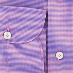 Finamore Napoli Pink Micro-Check Shirt - Extra Slim - 16/41 - (SENX284)